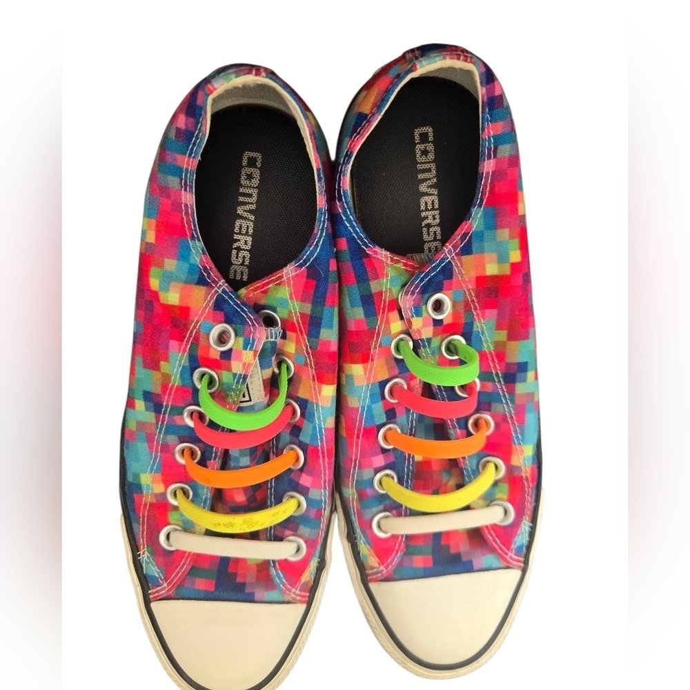 Converse Colorful Pixel Pattern Sneakers Size 9 - Picture 5 of 6